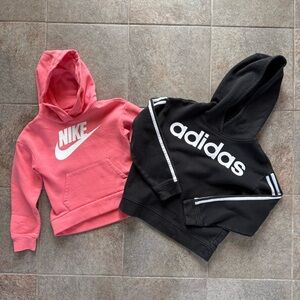 Nike Pink Kids Hoodie & Adidas Black Kids Hoodie Bundle Size 6x